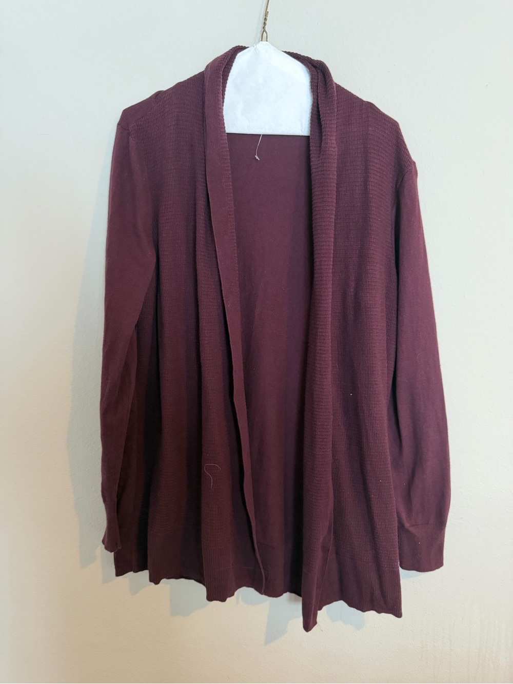 GAP Open-Front Wine Ribbed Cardigan